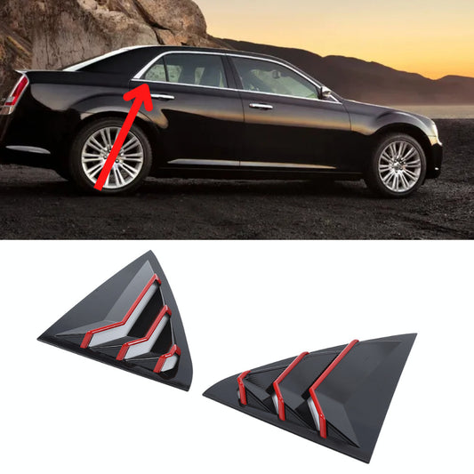 13-20 for Chrysler 300 300C Accessories Real Window Louver Shutter Black ABS B n