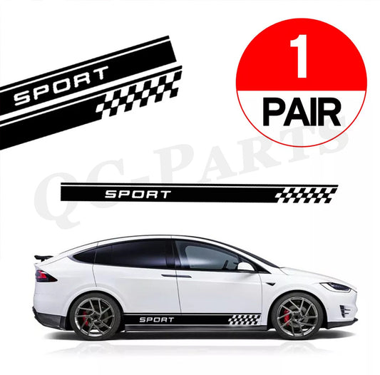 2-piece racing plaid side door fender stripe decals car accessories.