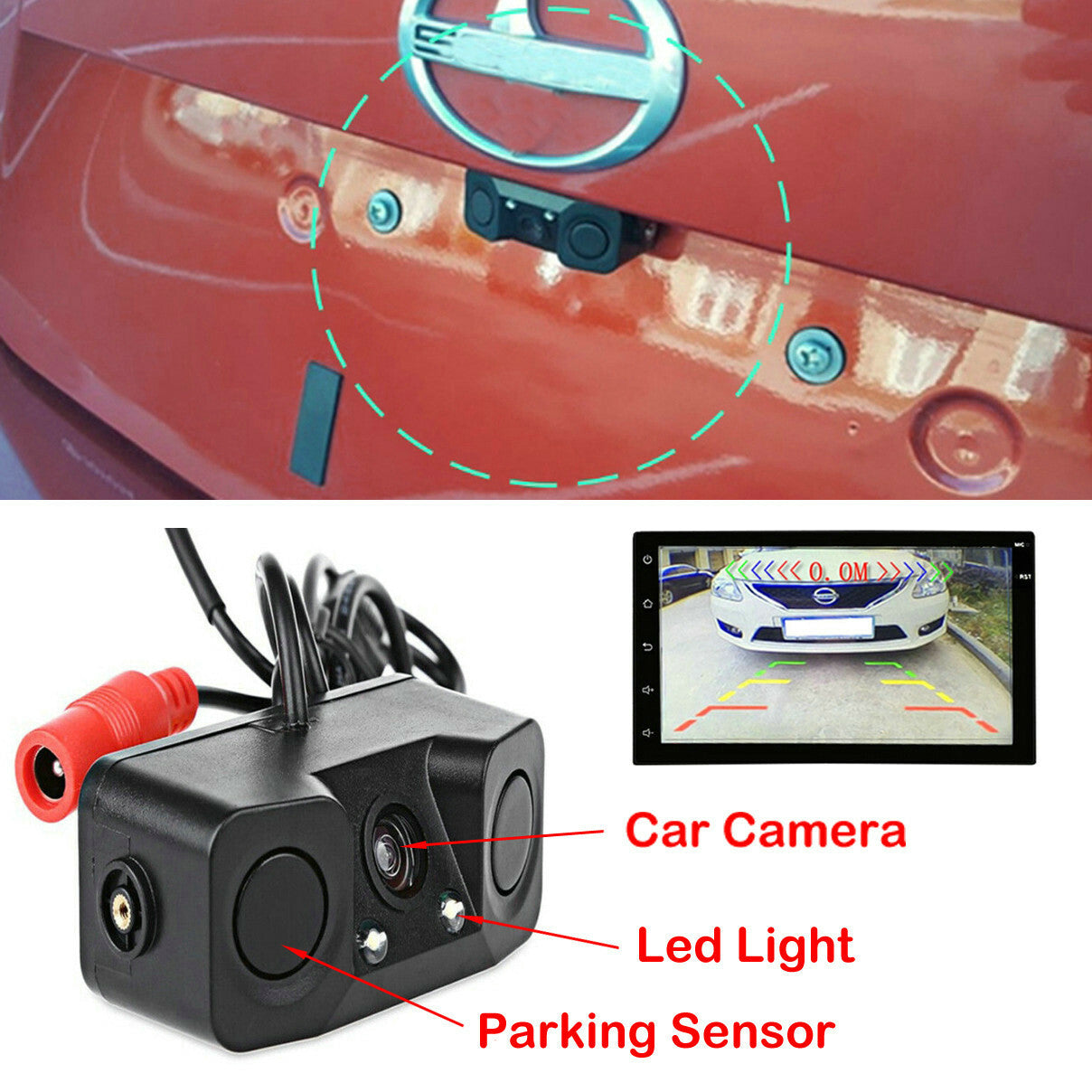 1 set of car reverse automatic backup parking radar and rearview camera with parking sensor n