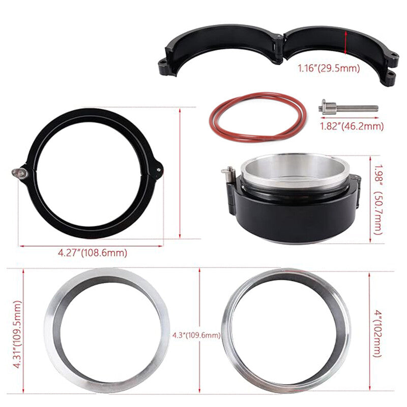 4101mm Aluminum Quick Release V-Band Clamp Kit for Intake Intercooler Pipe Blk