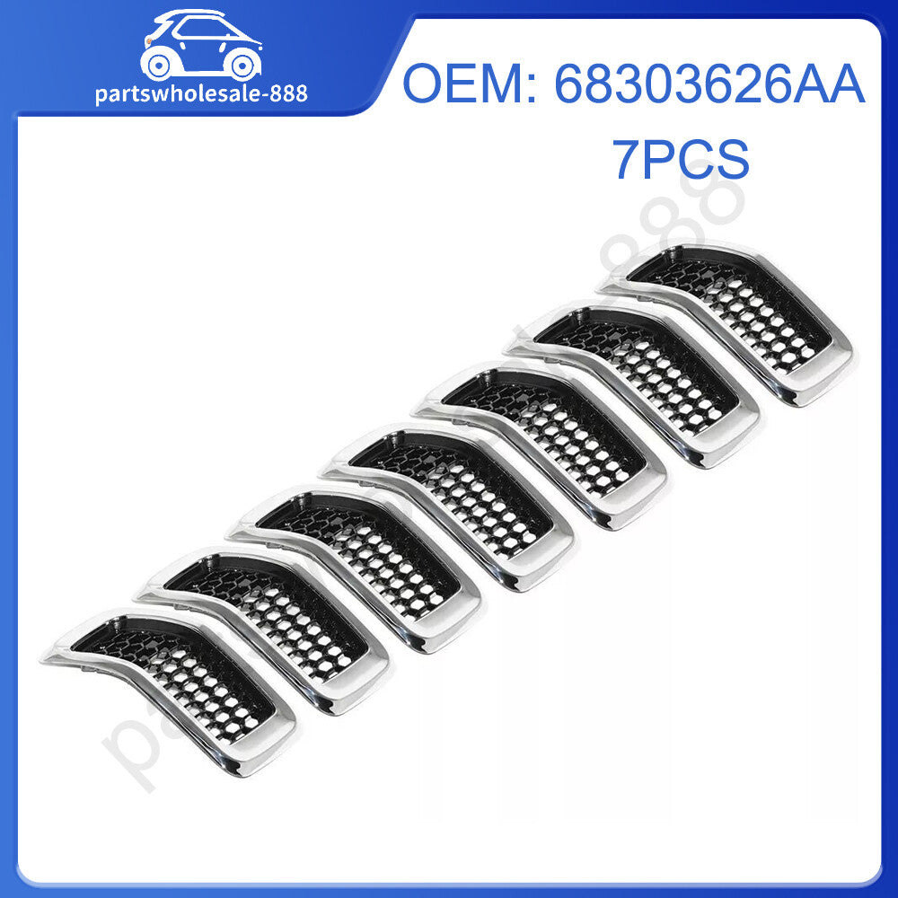 7-piece ABS chrome front grille cover for Jeep Cherokee 2014-2018