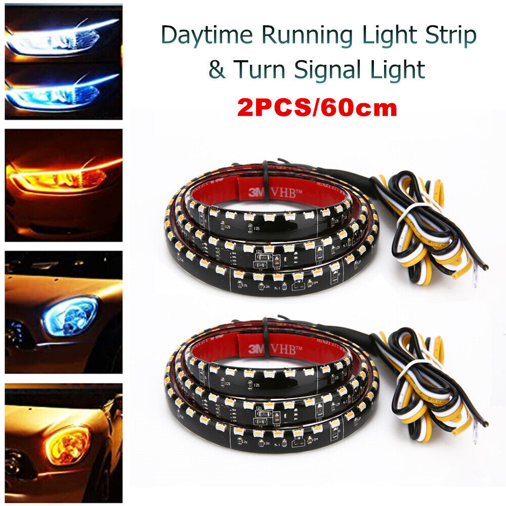 LED Headlight Strip Lights Exterior DRL Flexible Daytime Running Light Strips v