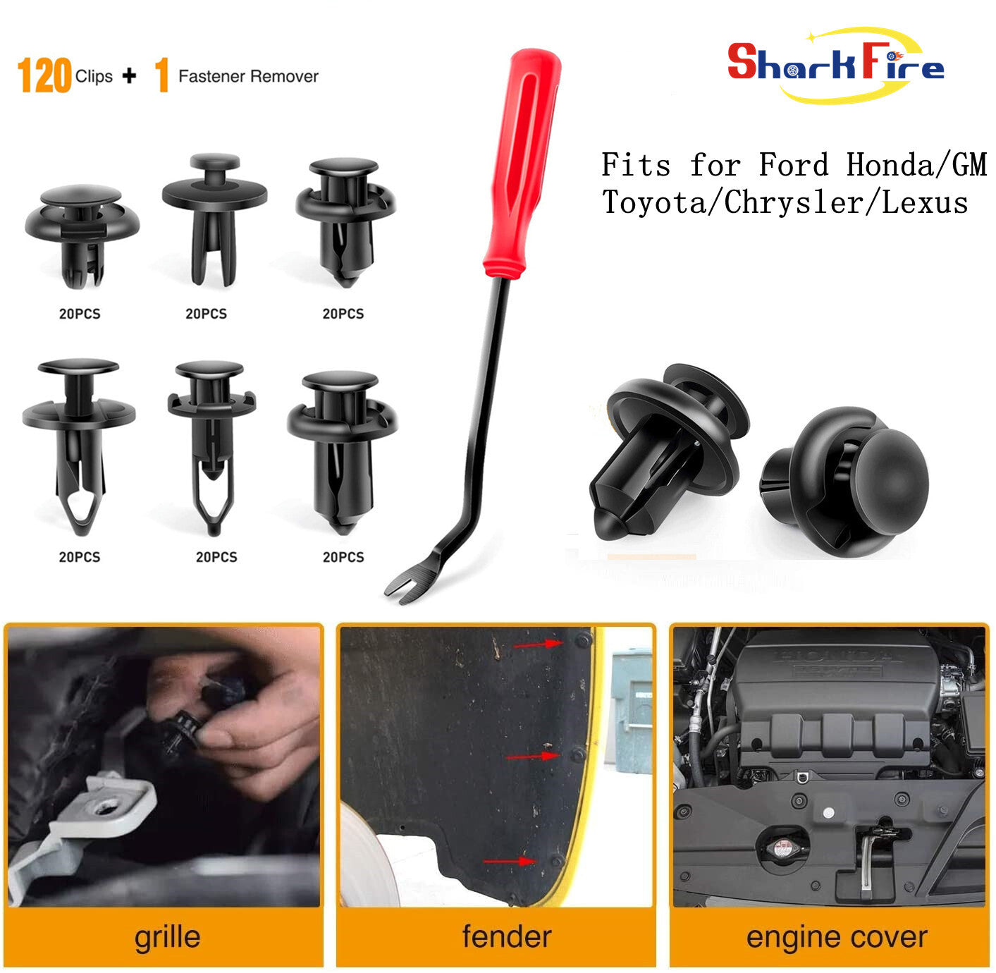 Car fastener clips 6.3 mm, 8 mm, 9 mm, 10 mm expansion bolts, bumper push rivet clips