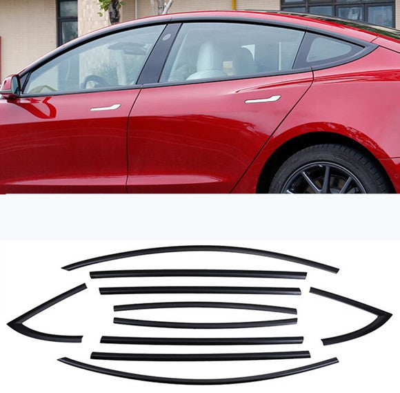 For Model 3 10PCS ABS matte black Car Window Strip Cover 2018-2024 n