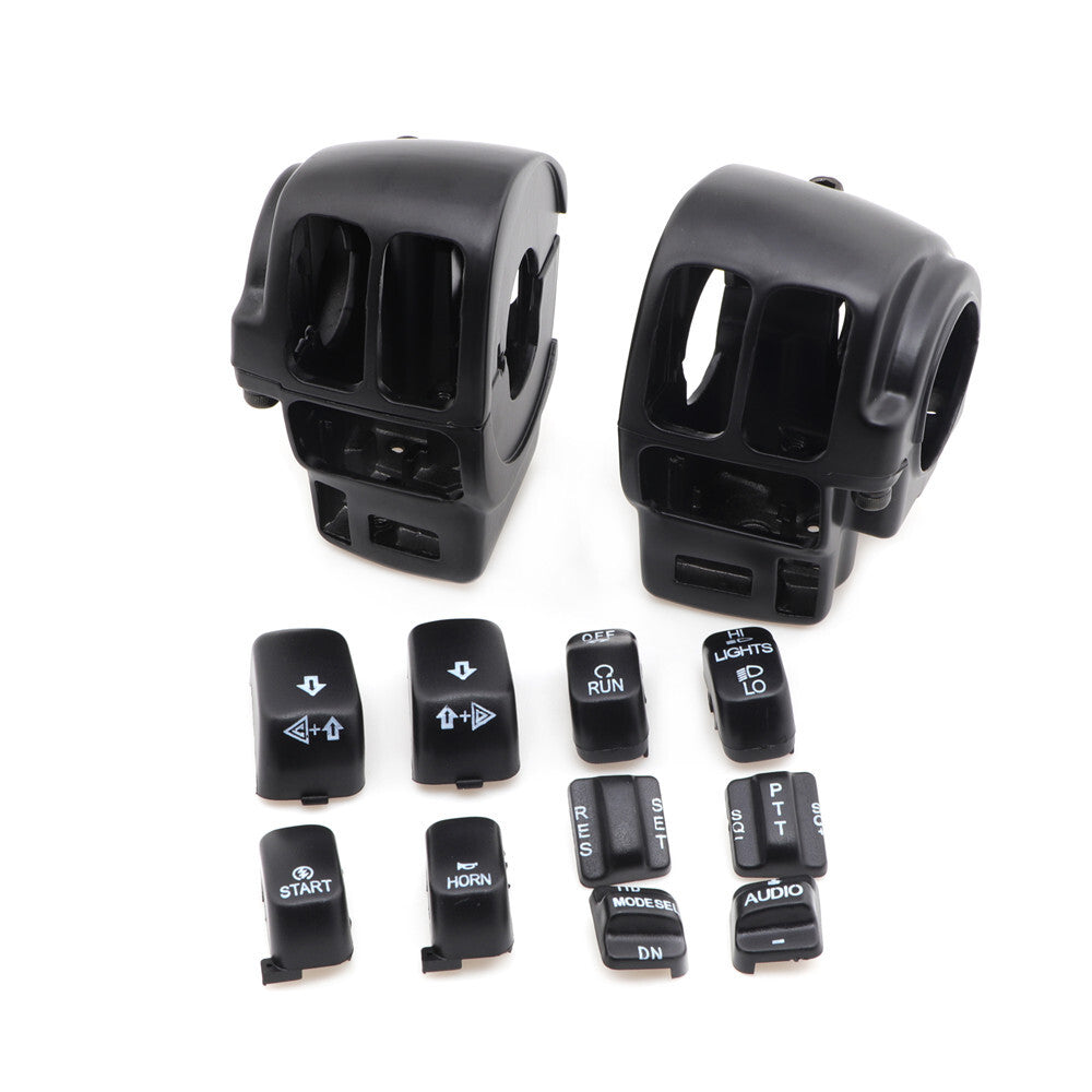 Black Switch Housing Cover+10pcs Button Cap for Harley Electra Road Glide 96-13 Q