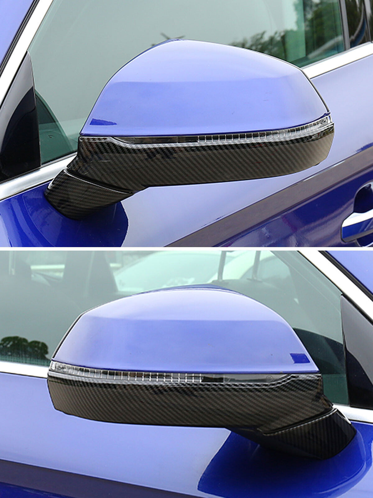 4P Carbon Fiber Side Rear View Mirror Molding Cover Trim for Audi 2018-24 Q5 SQ5