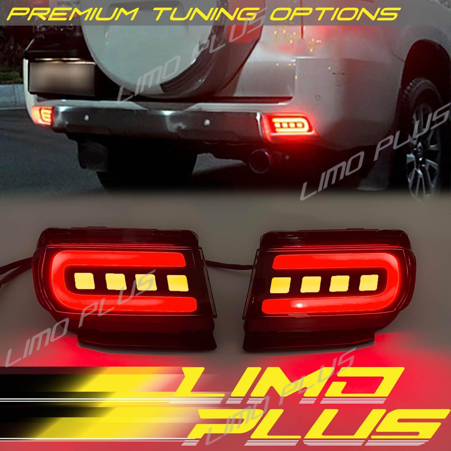 Smoked rear bumper brake light DRL for for Land Cruiser Prado 10-21 v