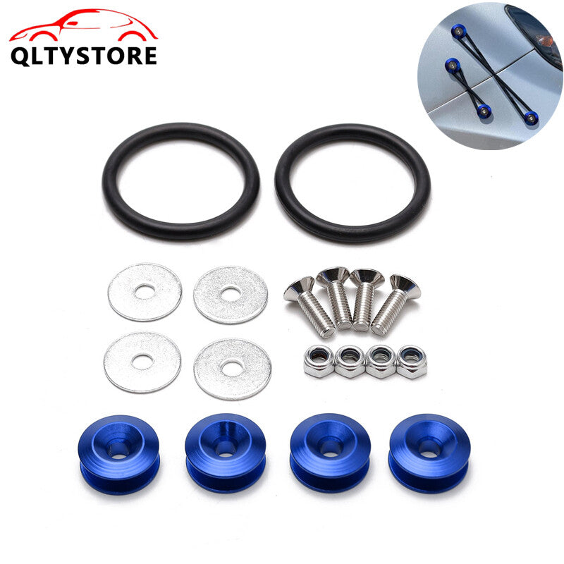Blue Quick Release Fasteners Bumper Trunk Fender Hatch Lids Kit Aluminum