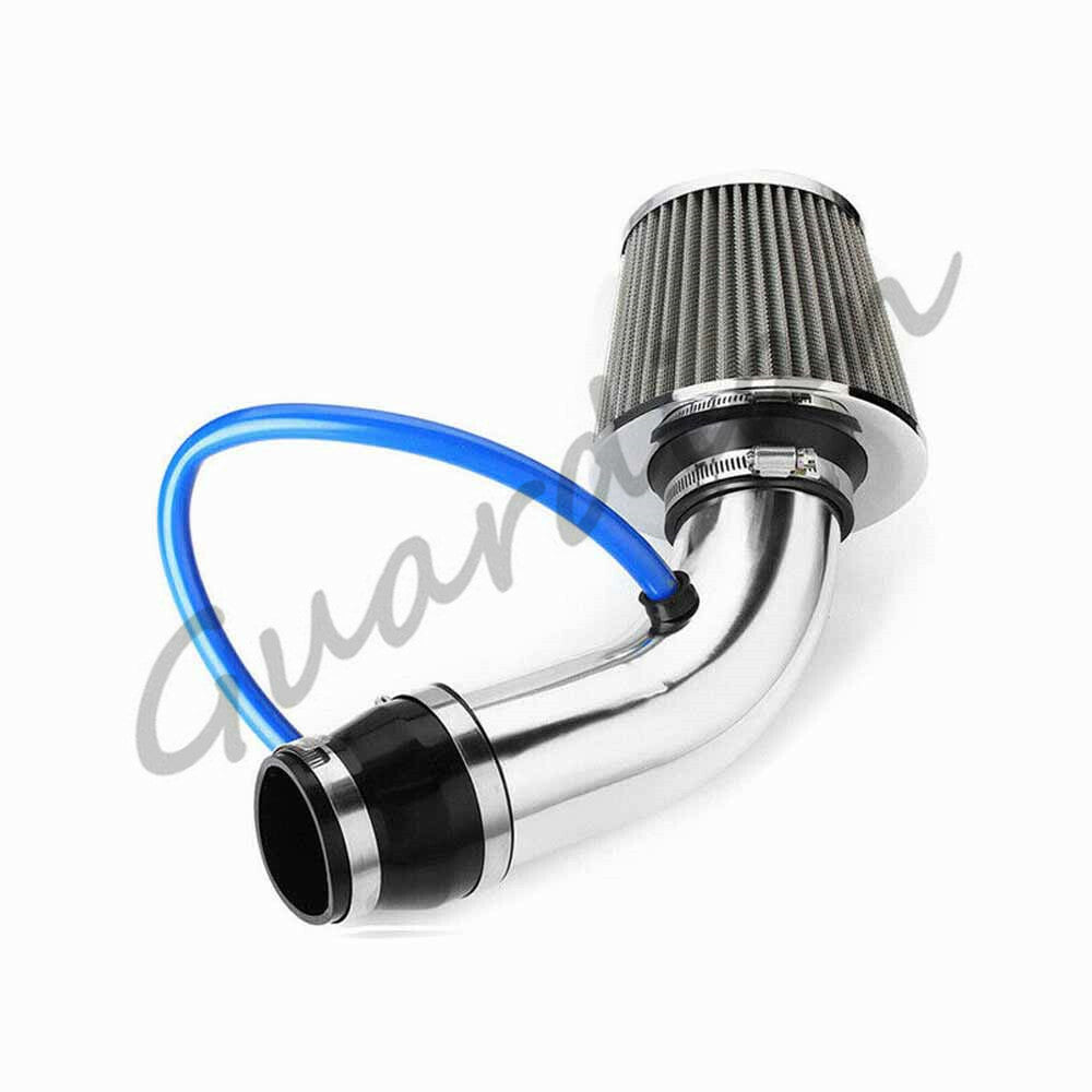 silver 3-inch 76mm air filter intake hose for automotive replacement - universal