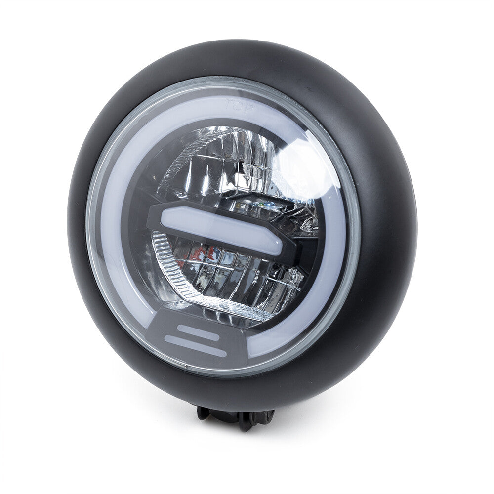 Black LED Hi/Lo Beam Headlight DRL Lamp for Harley Cruiser Chopper Bobber Custom Q