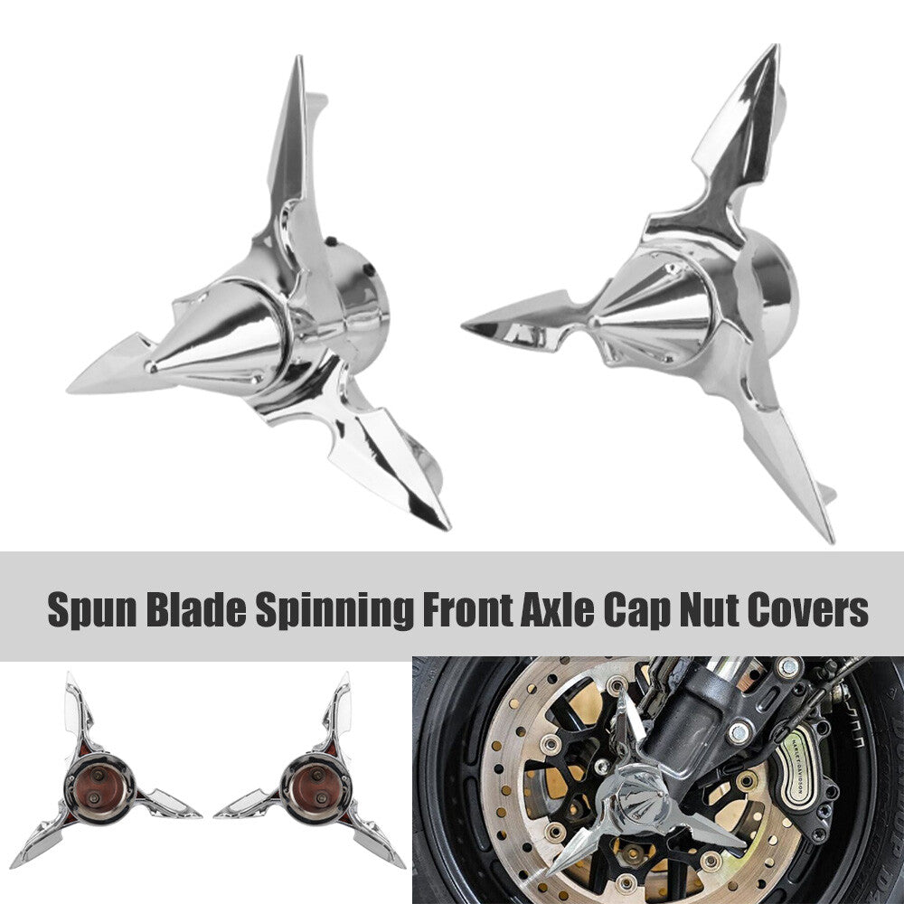 Rotary blade rotating front axle cap nut cover for Harley Sportster Dyna Chromium n