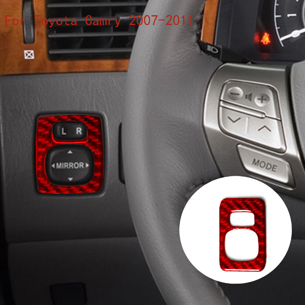 Red Carbon Fiber Electric Mirror Control Cover Trim for Toyota for Camry 2007-2011