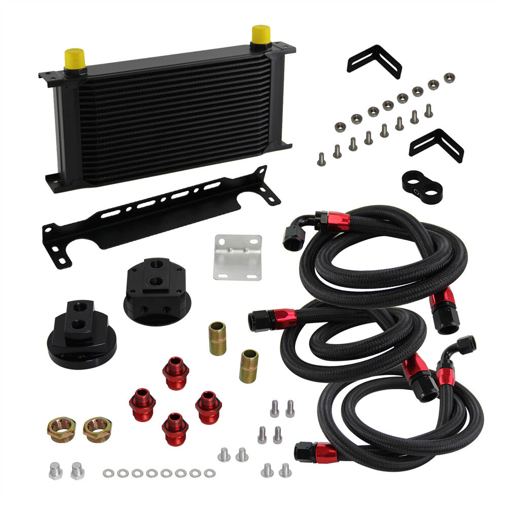 Universal 19 Row AN10 Oil Cooler Kit Relocation Adapter Bracket Kit Black
