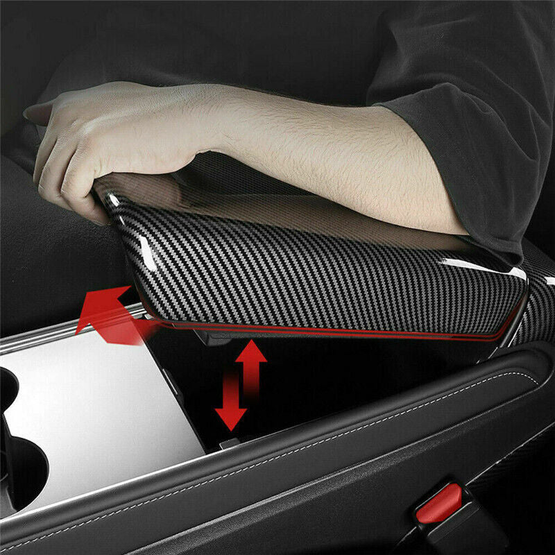 for Tesla Model 3 2017-23 Carbon Fiber Center Console Armrest Storage Box Cover