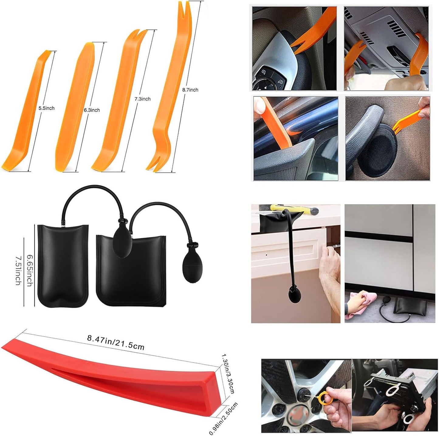 22PCS Professional Auto Car Door Window Emergency Open Tool Kit with Pull Cord
