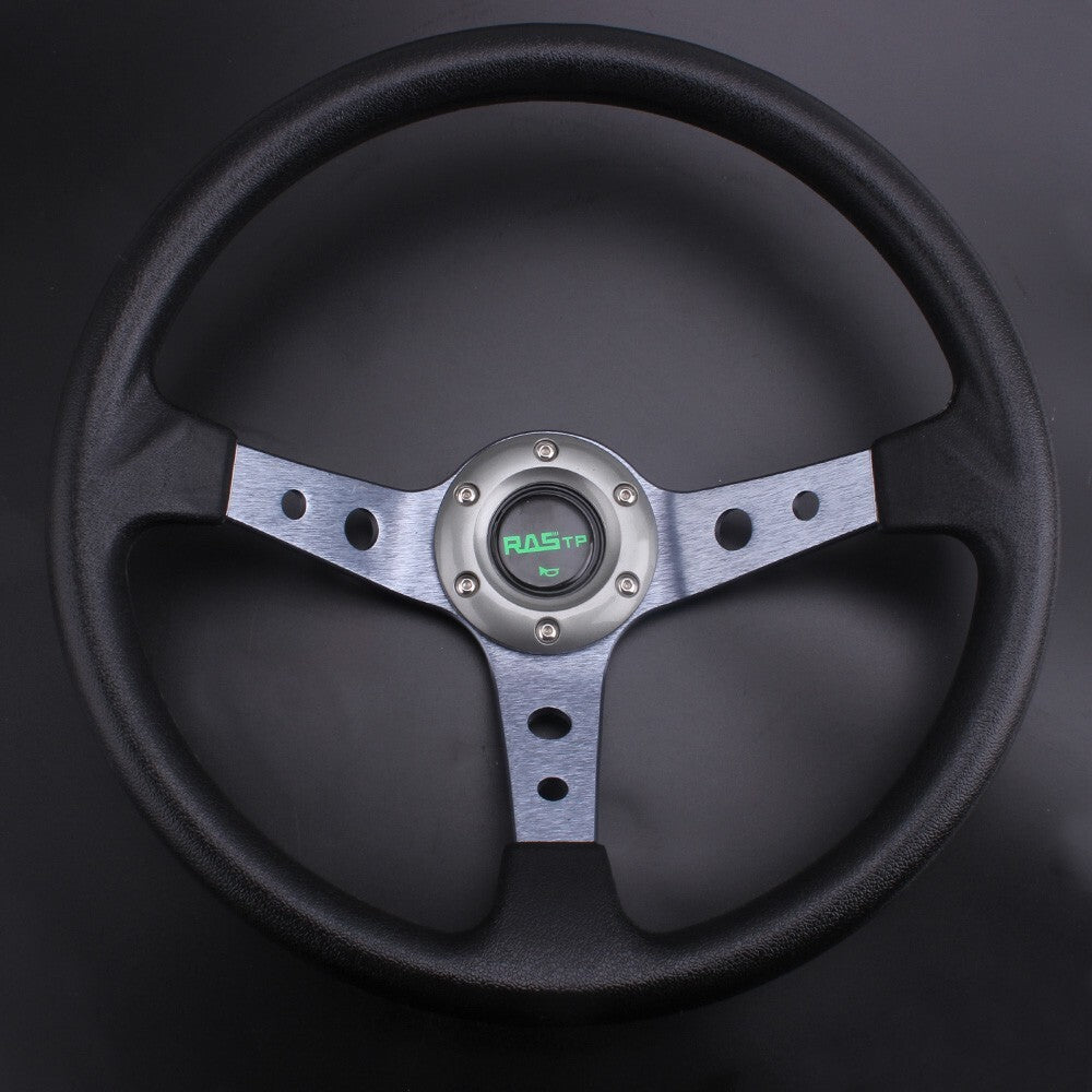14INCH 350mm Drifting Deep Dish 6 Bolts Aluminum Steering Wheel+Horn Button