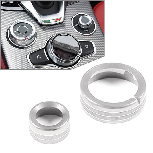 Fit for Alfa Romeo Giulia for Stelvio 20-21 Silver Central Control Multimedia Knob Ring