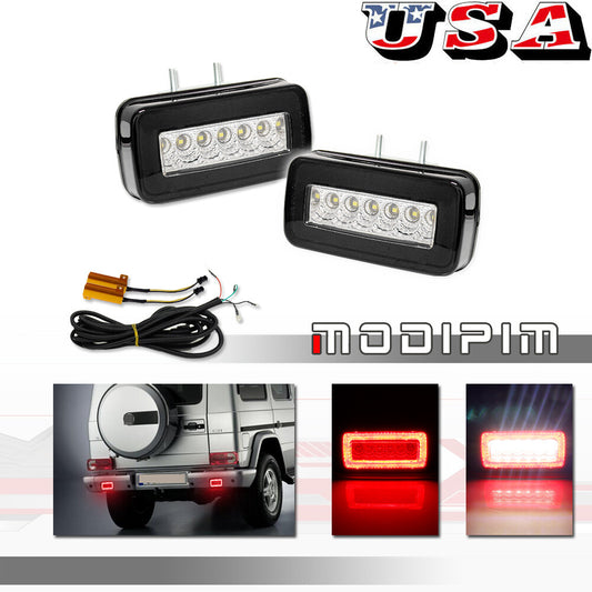 LED smoked rear bumper fog reverse lights for 86-18 for Mercedes W463 G500 G550 G63- v