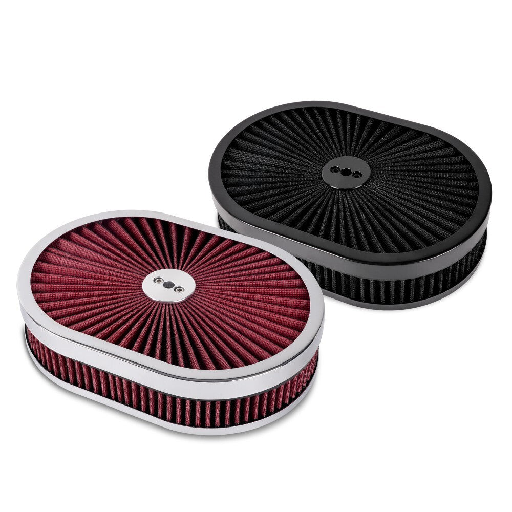 12 Oval Super Flow Thru Top Air Cleaner Filter Washable for 5-1/8 Carb Neck Q