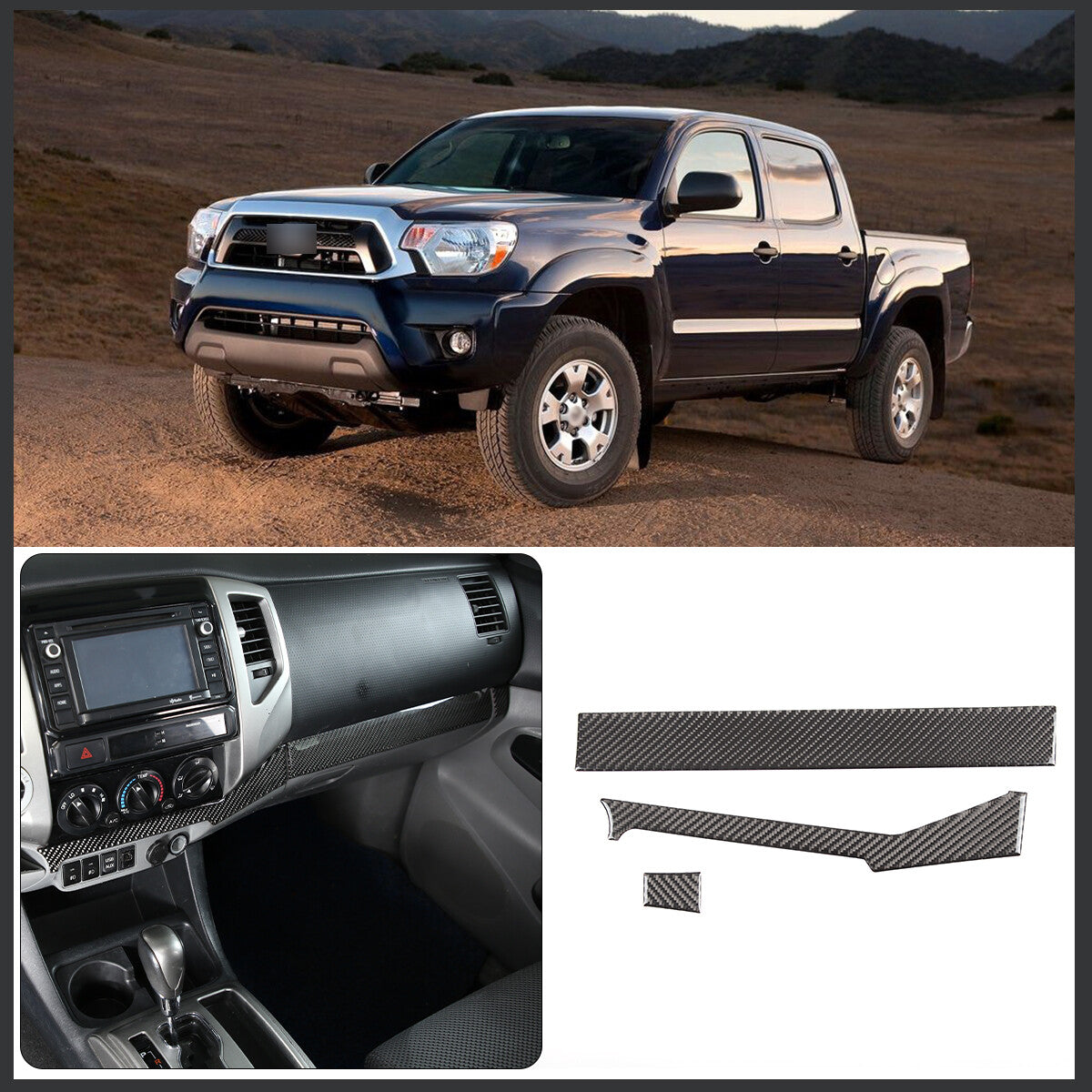 FOR Tundra 2022 2023 Carbon Cup Holder Cover Trim Frame 1pcs- v