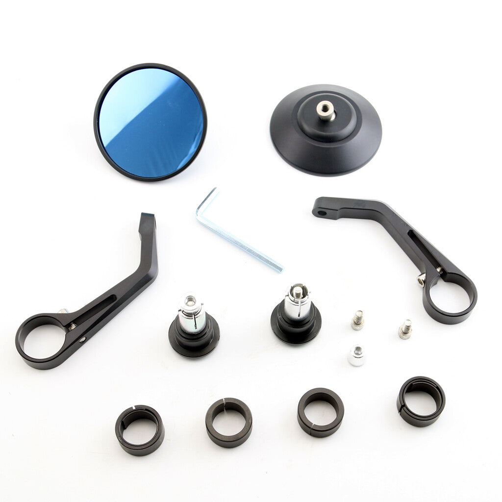 Motorcycle Rear View Mirror Black 7/8 22mm Round CNC Cafe Racer Side Mirror