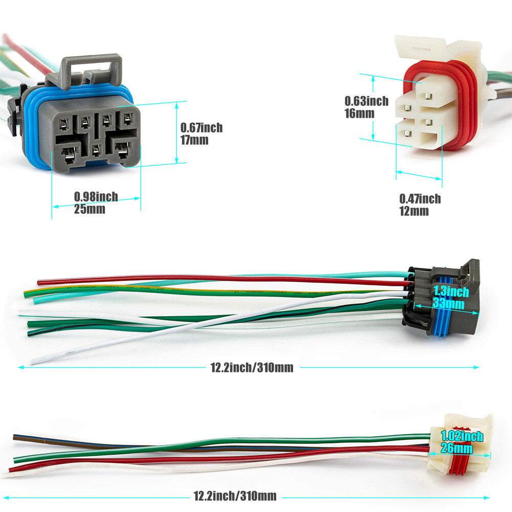 2PCS Neutral Safety Switch Connector 7PIN & 4PIN for GMC for Chevy 95-04 4L60E 4L80E Q