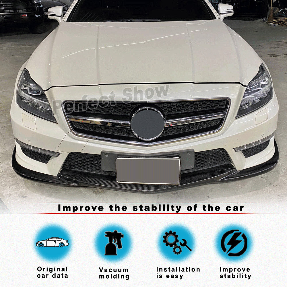 for Mercedes-Benz W218 CLS63 2012-2017 REAL Carbon Front Bumper Lip Spoiler