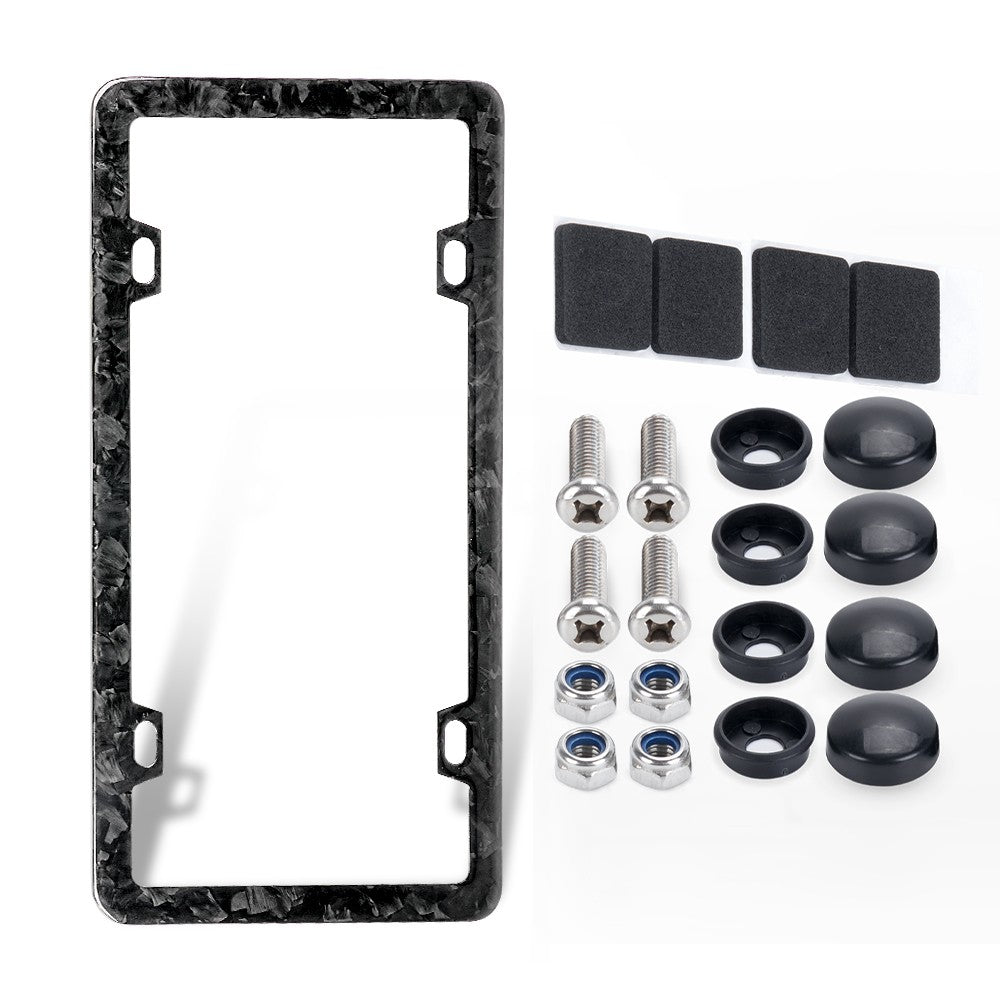 Real Forged Carbon Fiber License Plate Frame Shield Cover Car Truck Q