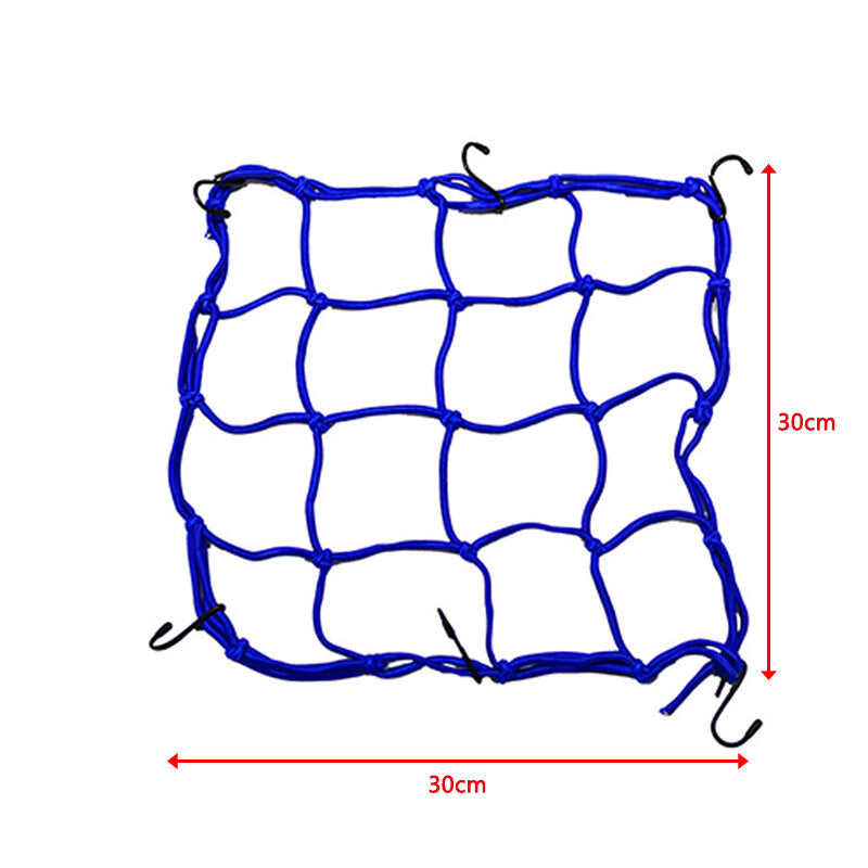 30*30CM Motorcycle Elasticated Luggage Cargo Net Strong Webbing Straps Tie Blue Q