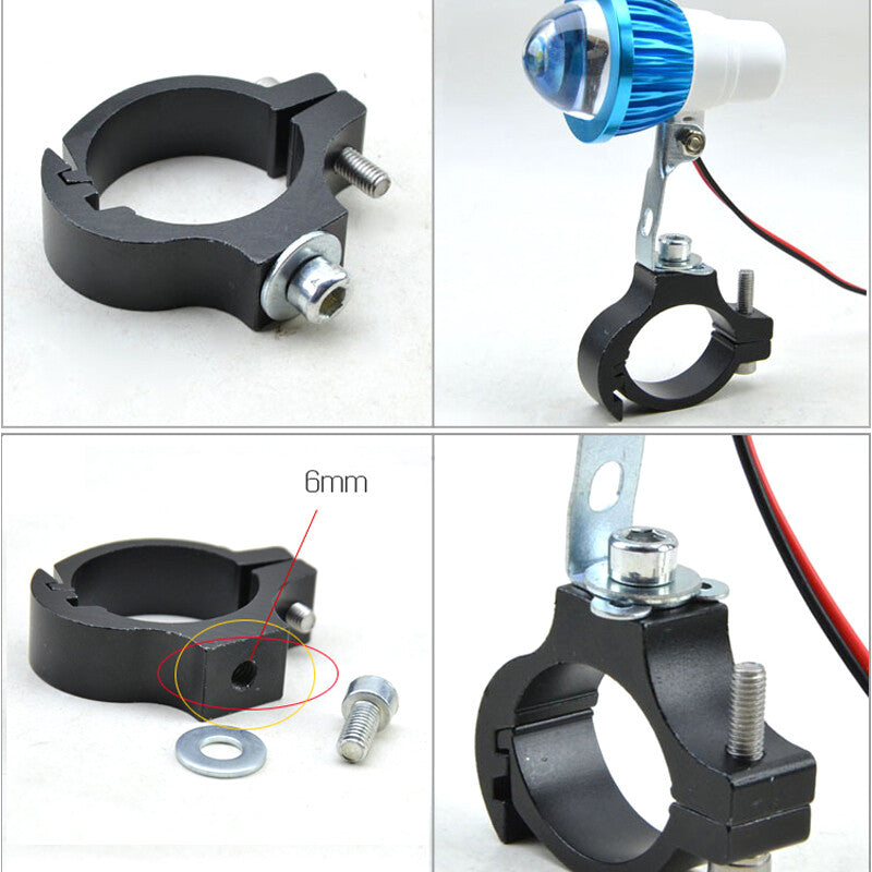 2-Pack Motorcycle 21-35mm Handlebar Fork LED Light Clip Mounting Bracket n