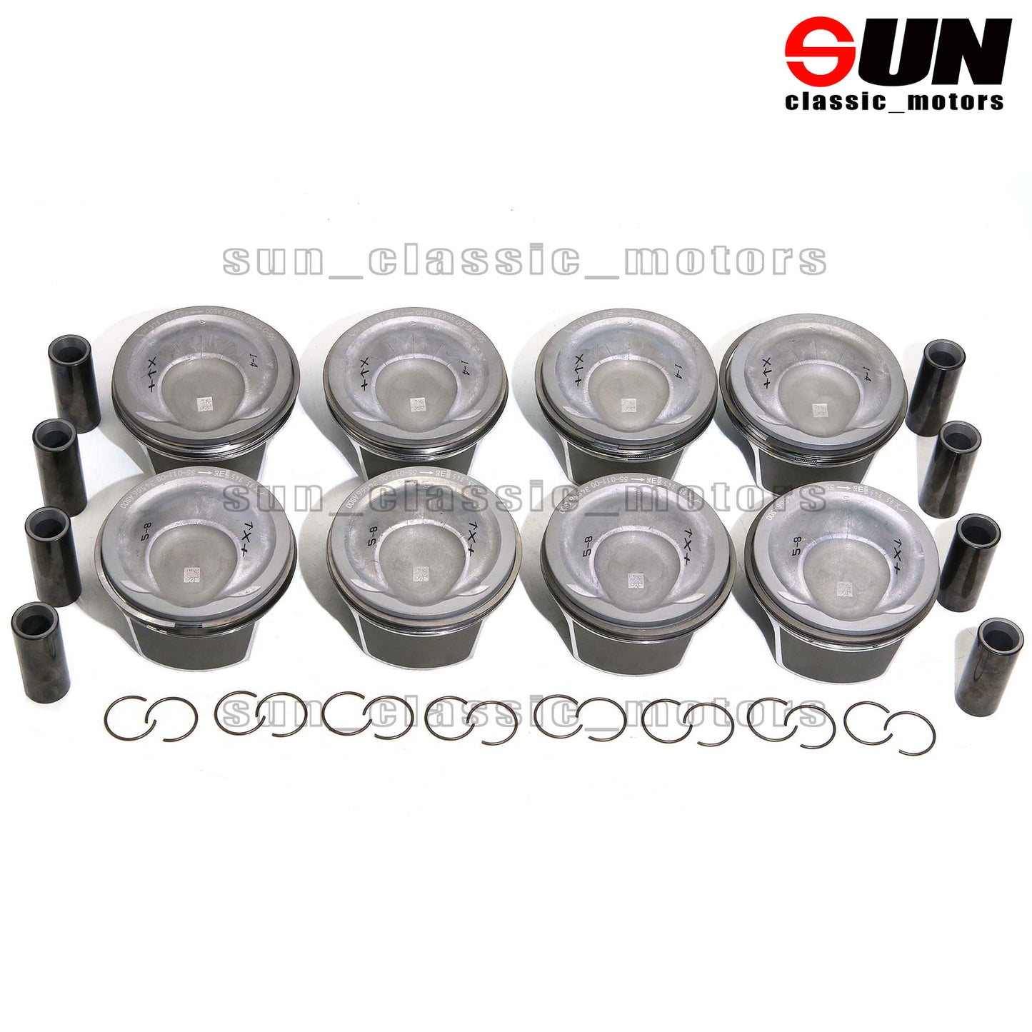 8-Piece Piston and Ring Set for Cayenne for Panamera Turbo 4.8T 955 957 970-