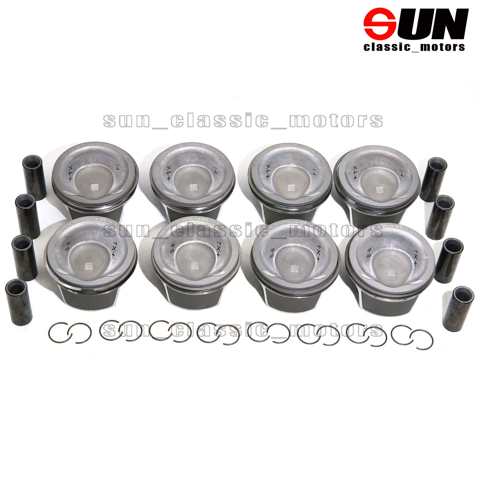 8-Piece Piston and Ring Set for Cayenne for Panamera Turbo 4.8T 955 957 970-