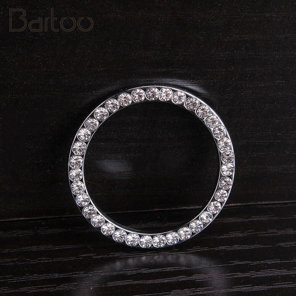Car Engine Start Stop Decor Ring Push Button Knob Key Switch Bling Ring Diamond