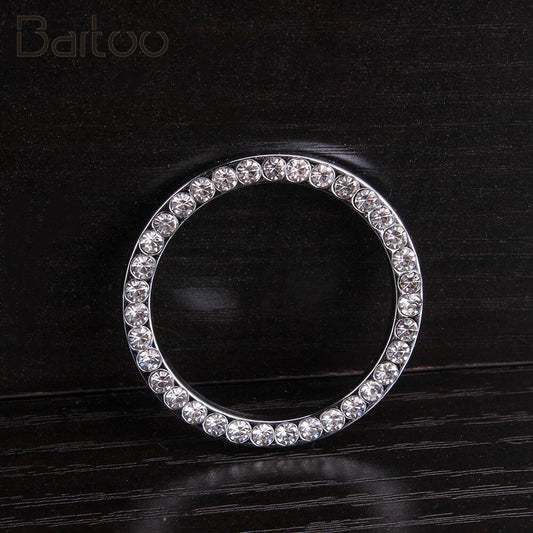 Car Engine Start Stop Decor Ring Push Button Knob Key Switch Bling Ring Diamond