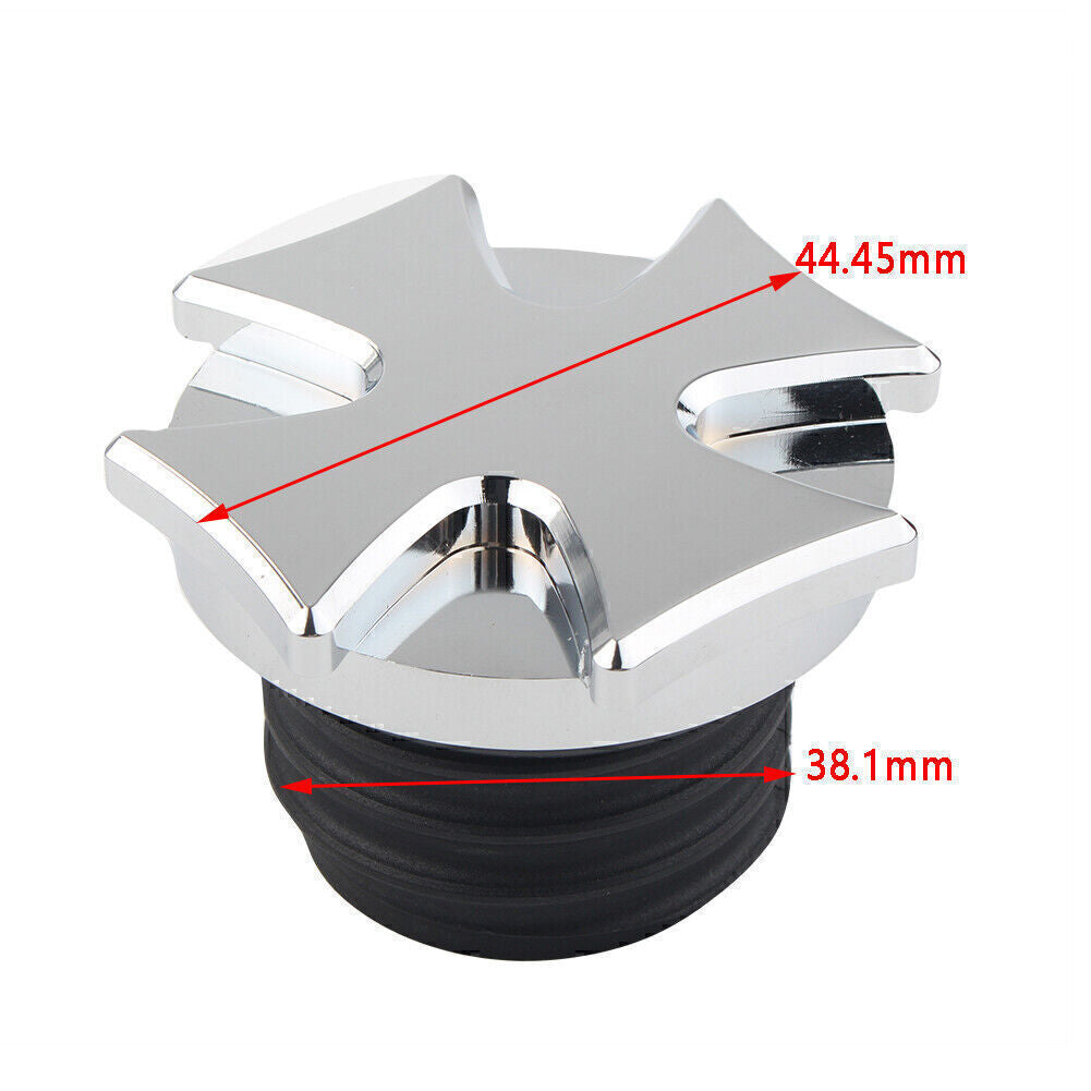 for Harley Dyna Sportster Chrome CNC Cross Gas Cap Fuel Tank Right-hand Thread Q