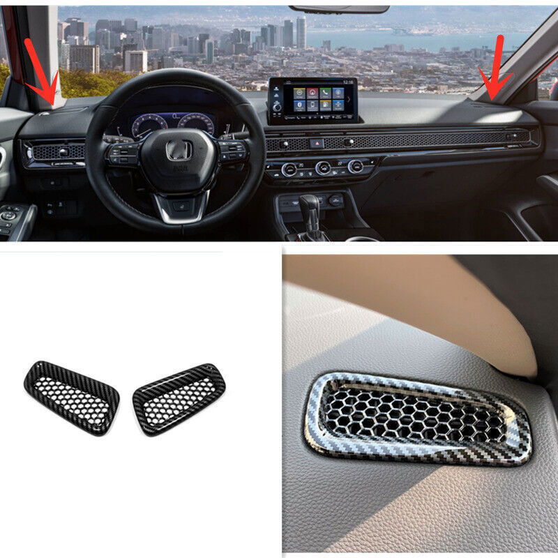 2PCS for Honda for Civic 22-2024 Dashboard Air Vent Cover Trim Carbon fiber Style
