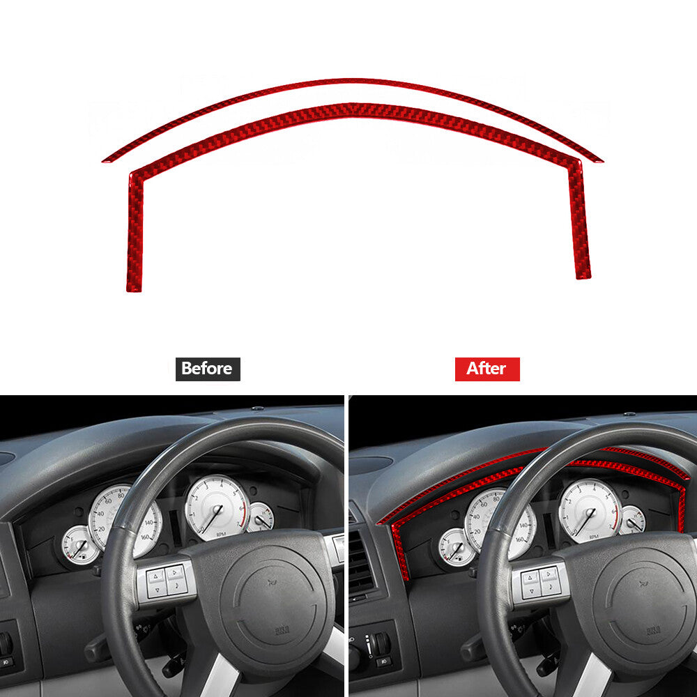 Red Carbon Fiber Rear Armrest Cup Holder Frame Trim for Dodge for Ram 1500 2009-12 v