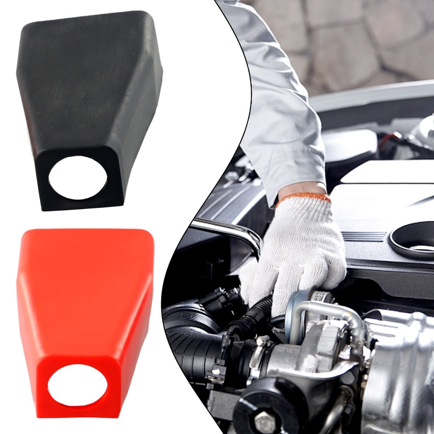 2-Piece Automotive Positive Battery Terminal Insulator Wire Connector Cover Kit