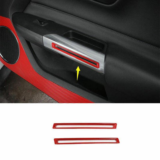 for Ford for Mustang 2015-2022 Gloss Red Interior Door Handle Cover Decoration 2PCS