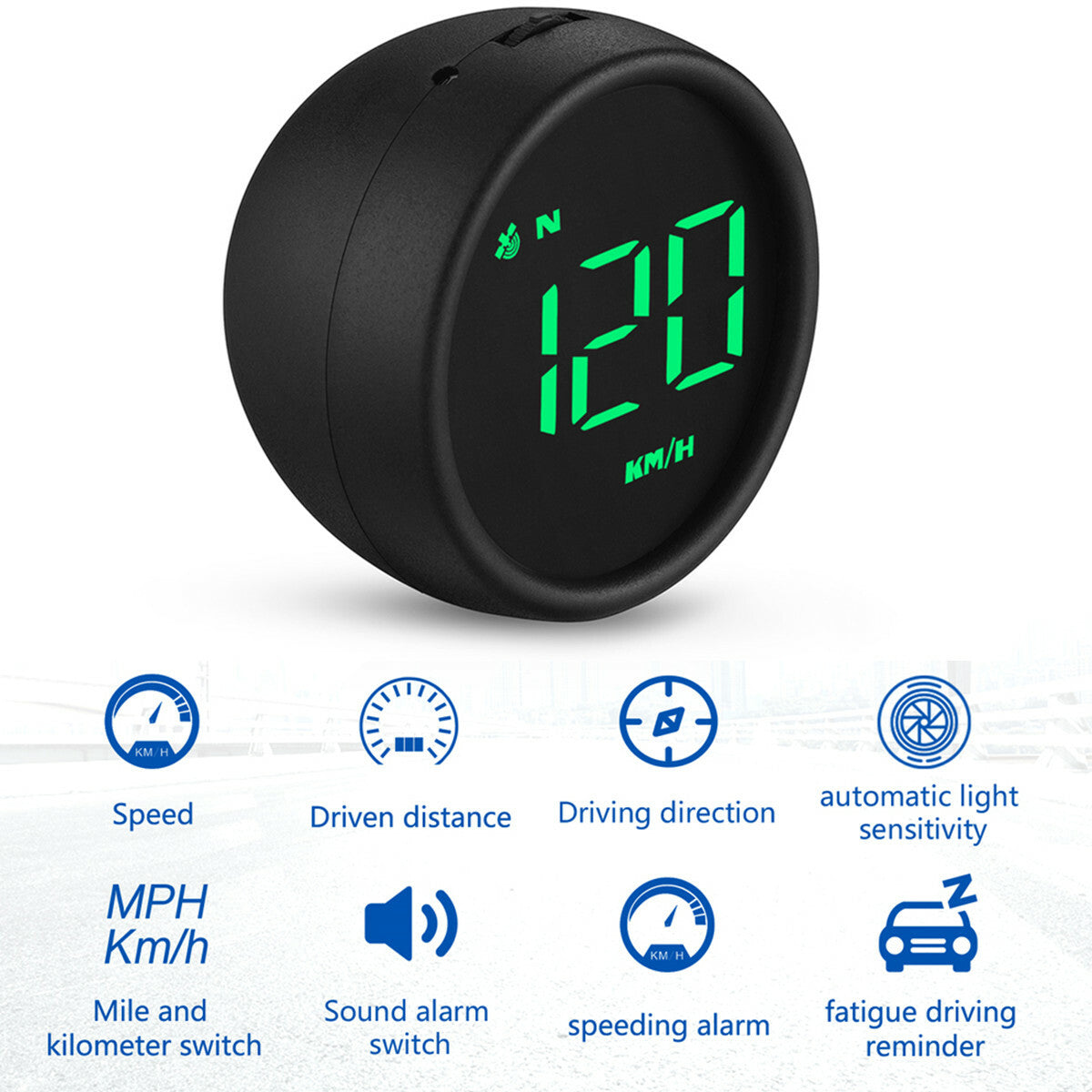 2.6in Digital GPS Speedometer Heads Up Display HUD Car Speed Warning Plug&Play