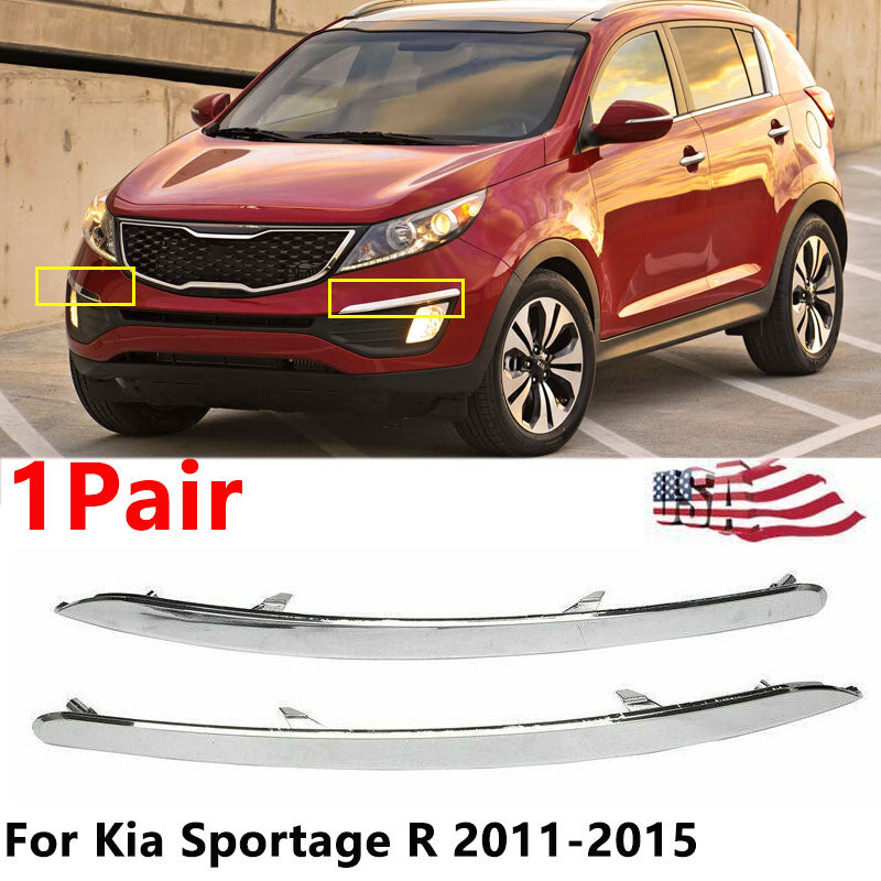1 pair of front bumper eyeliner trim for Kia Sportage Chrome 2011-2015
