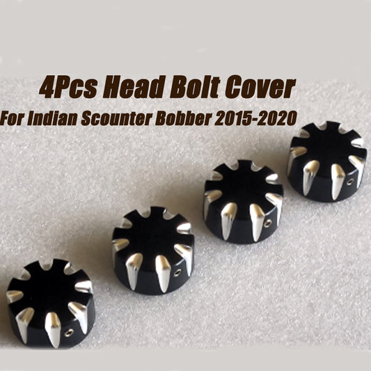 4-Piece Black and White Head Bolt Set for Bobber Scouts in India (2015-2020) n