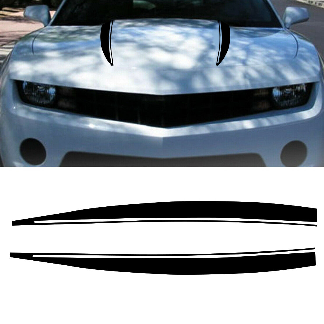 2pcs Black Bonnet Hood Stripe Sticker Fit for Camaro 2010-2015 v