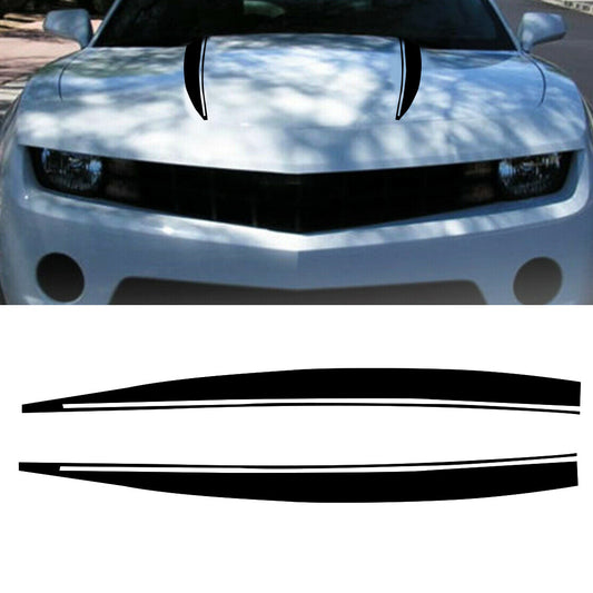 2pcs Black Bonnet Hood Stripe Sticker Fit for Camaro 2010-2015 v