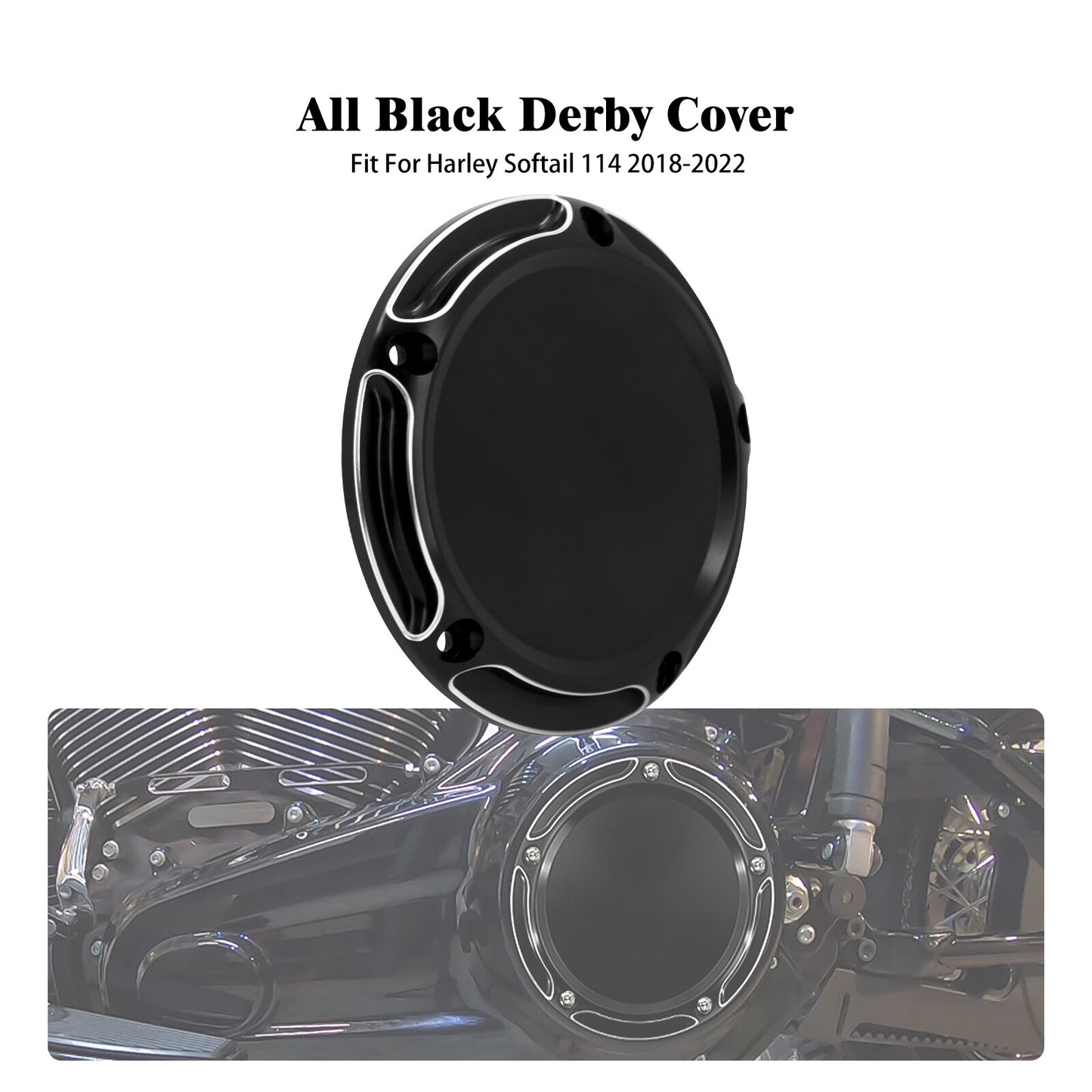 Black Derby Cover for Harley Softail 107 114 Breakout Fat Boy Street Bob 18-2023 Q