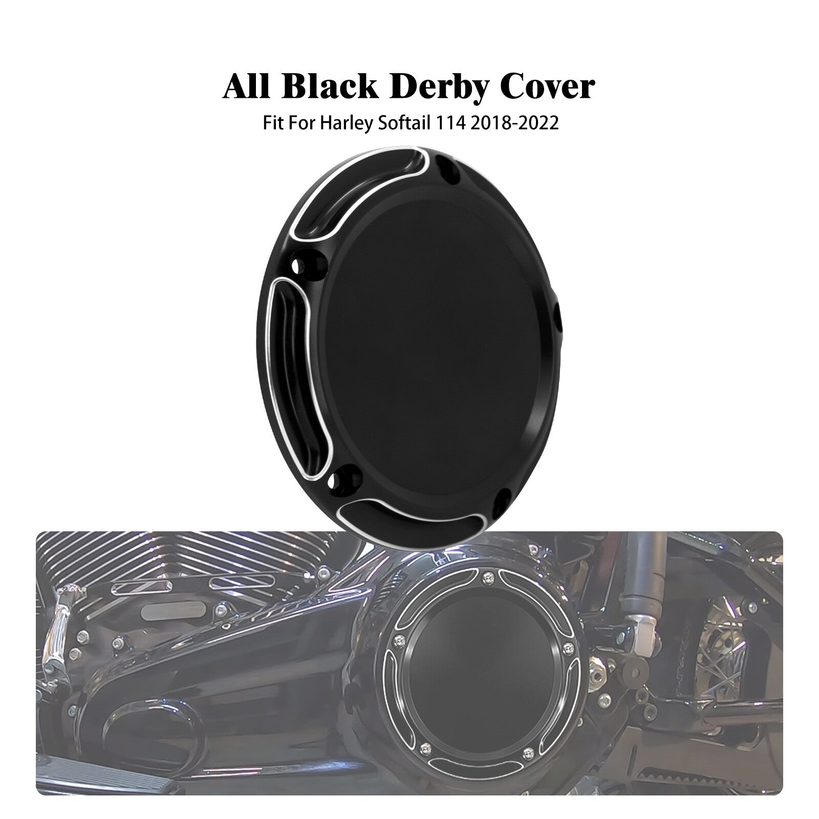 Black Derby Cover for Harley Softail 107 114 Breakout Fat Boy Street Bob 18-2023 Q