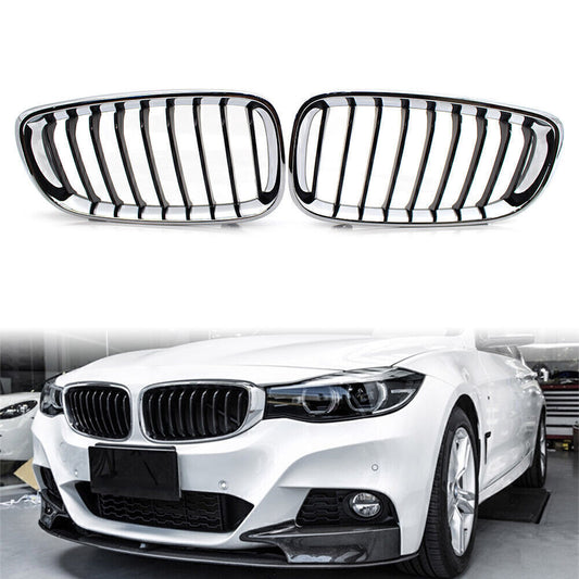 Front Kidney Grille Grill for BMW F34 328i 330i 335i 340i GT xDrive Chrome+Black