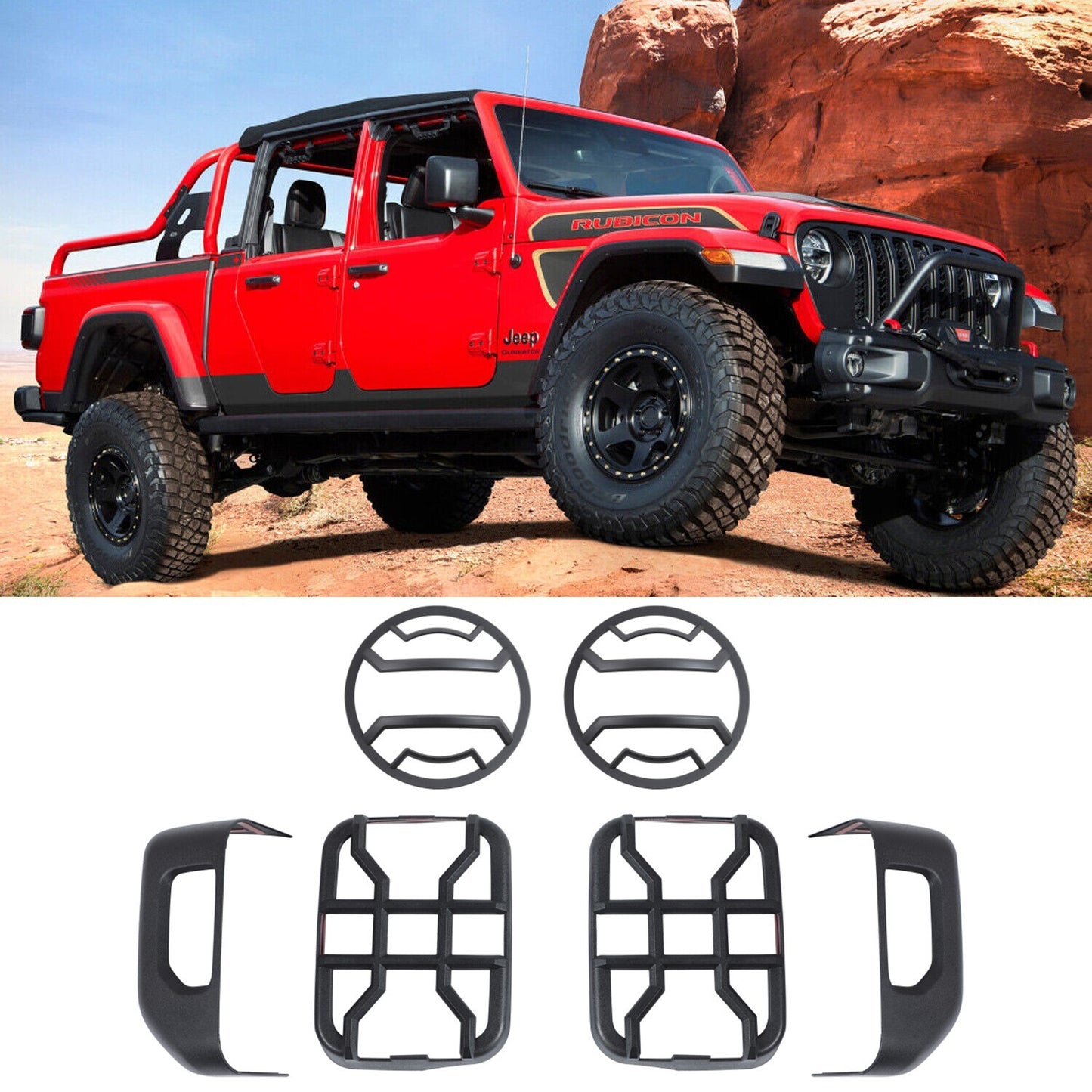 Halogen Tail Light Guards Headlight Cover Trim for Jeep Gladiator JT 2020-2023