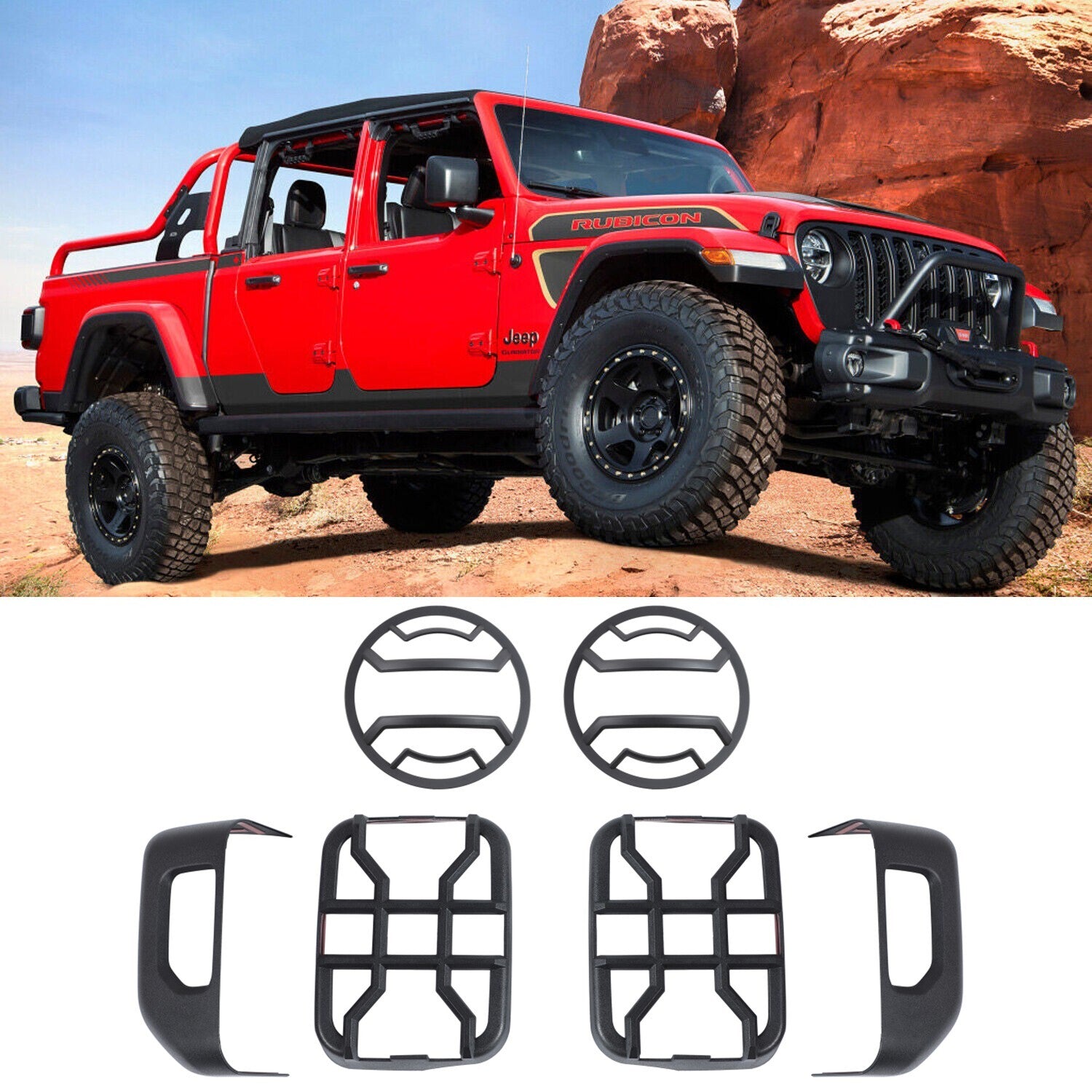 Halogen Tail Light Guards Headlight Cover Trim for Jeep Gladiator JT 2020-2023