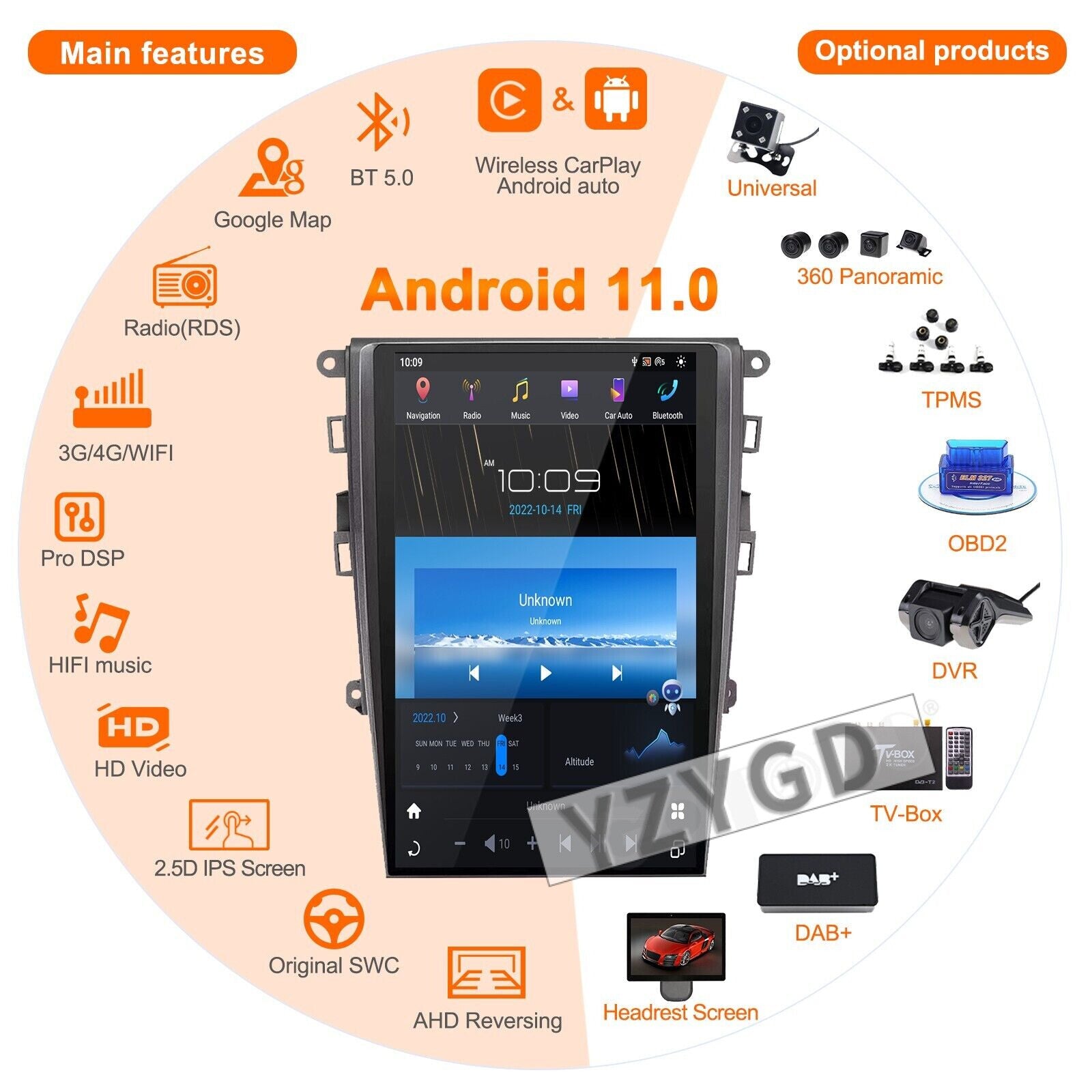 for Ford Mondeo Fusion MK5 2013-2021 Android 2Din Car Radio Receiver Screen 64GB